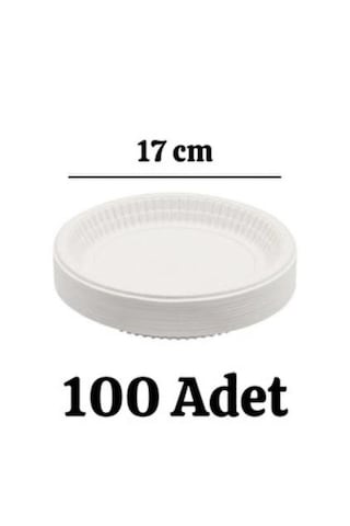 Beyaz Plastik Tabak 170 Mm 17cm Tek Kullanımlık Dayanıklı Yemek Tabağı 100 Adet
