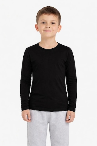Wear Vexel Erkek Çocuk Basic Uzun Kollu Tişört Okul Günlük Rahat T-shirt - Siyah Çok Renkli