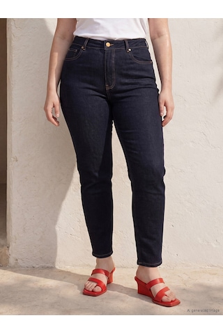 Lcwaıkıkı Curve Lacivert Büyük Beden Slim Mom Kadın Jean Pantolon
