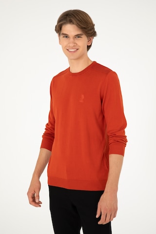 U.S. Polo Assn. Erkek Slim Fit Bisiklet Yaka Kiremit Basic Kazak 50288888-VR031