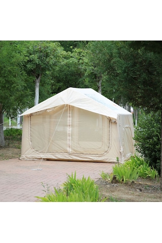 SHUFA Galaksi Serisi | 8 m² Şişme Bej Renk Kamp Çadırı - 4 Mevsim - Geniş & Şeffaf Tavanlı – 315 x 250 x 220 CM