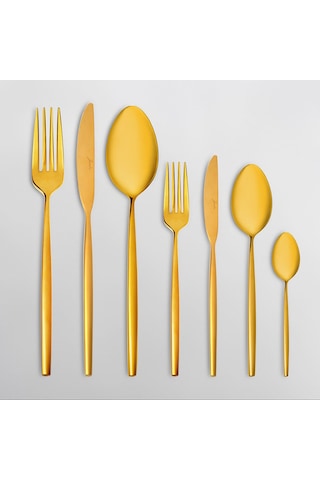 Jumbo 5900 Infinity Titanyum Gold 12 Kişilik 84 Parça Çatal Kaşık Bıçak Takımı Titanyum Gold Titanyum Altın