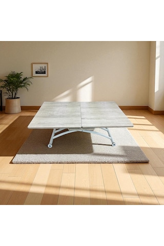 Ortadan Açılır Akıllı Masa Üst Mdf Lizbon Alt Ayak Beyaz