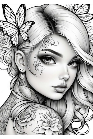 Güzel Kadınlar Tattoo Boyama Kitap Seti 3 Kitap