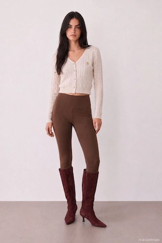 Quzu 27ktrk02751 Crop Triko Krem Std
