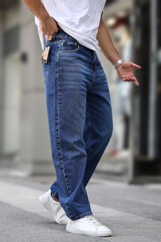 Madmext Koyu Mavi Erkek Yıkamalı Baggy Jean 7216-koyu Mavi Koyu Mavi