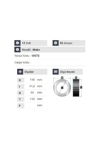 Nursan 120912 Statör 12v 85a Mako Tip Kapaklı Albea Multijet 1.2 Opel Corsa