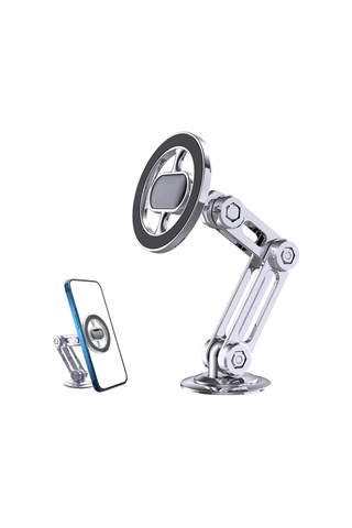 Lemestar Evrensel 360 Dönebilen Güçlü Mıknatıslı Araç Telefon Tutucu - Sarsıntıya Dayanıklı GÜMÜŞ