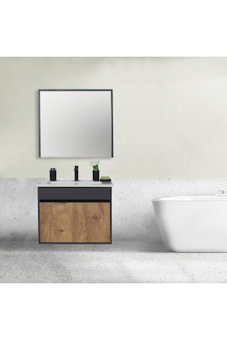 Aras Tk. Asma Alt+üst+lavabo Antrasit/atlantik Çam 55 Cm