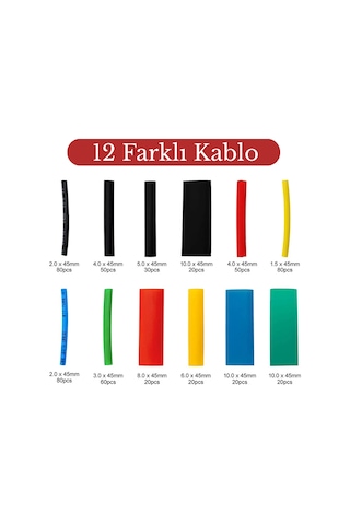 560 Parça Kablo Hasar Tamir Paketi Isıyla Daralan Renkli Makaron Seti Yalıtım Koruma Kit