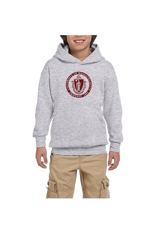Zepplin Giyim Massachusetts University logo Gri Çocuk Kapşonlu Sweatshirt Gri