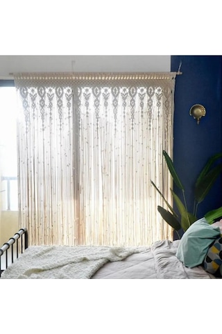 Boho Duvar Askılı Makrome Perde: 90x180cm 408051285