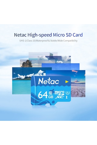 Yaozixa Netac P500 16gb Mikro Sd Kart - Uhs-1 Class10, 80mb/s Hızlı Okuma, Kameralar, Araç Kaydediciler İçin Dayanıklı Hafıza Kartı Deniz Mavisi