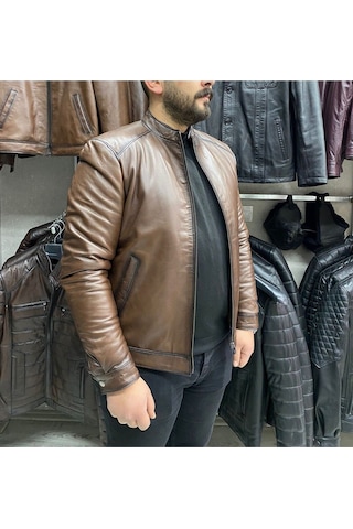 Nyc Giyim Tekstil & Deri Spor Ceket Hakiki Deri Slim Fit ,gündelik,mevsimlik Kahverengi