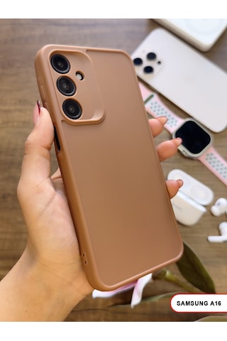 Samsung Galaxy A16 Uyumlu Kamera Korumalı Darbeye Dayanıklı Renk Atmayan Keep Silikon Kılıf Kahverengi