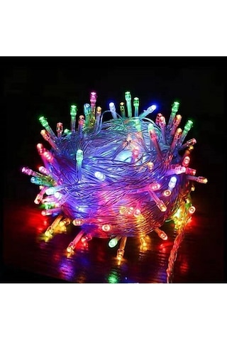 Mor Renk Yılbaşı Ağacı Doğum Günü Parti Led Işık 8 Animasyonlu 100 Ledli 10 Metre Fişli - Rgb 4 Renk Karışık