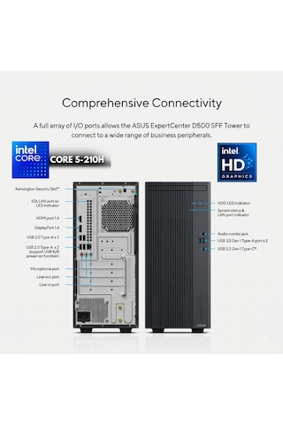 Asus P500MV-C52108512B0DHMF55 i5-210H 8 GB 2 TB SSD W11H Masaüstü Bilgisayar