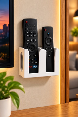 Veriqo 3d Duvara Monte 2'li Uzaktan Kumanda Tutucu Tv Kumandalık Düzenleyici Beyaz