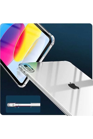 Apple Uyumlu iPad 10.9 2022 10.nesil - Zore Tablet Nitro Anti Shock Silikon Kapak-renksiz Tablet Kılıfı
