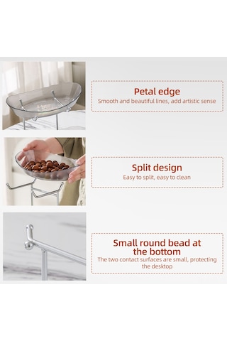 Reedark İki Katlı Akrilik Meyve Sepeti, Şık Çerez Ve Tatlı Tepsisi, Gri Renk, Ev Ve Otantik Dekorasyon İçin Gri