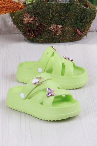 Fort Clx 6980 Plaj Deniz Havuz Terliği Hafif Rahat Esnek Kız Çocuk Terlik Yeşil