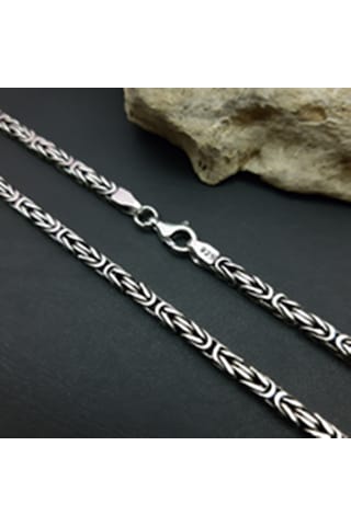 925 Ayar Gümüş Kare Kral Kolye 3.3 Mm Gümüş