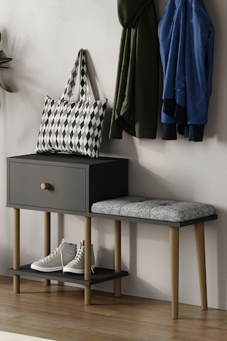 Puflu Ayakkabılık Düşer Kapaklı Ayakkabılık Raflı Ayakkabılık Iki Raflı-antrasit Antrasit