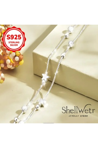 Silvastar 925 Ayar Kadın Gümüş Bileklik Yıldız Detaylı Şık Görünüme Sahip Parlak Bileklik Gümüş