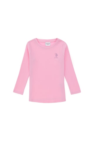 U.S. Polo Assn. Kız Çocuk Pembe Bisiklet Yaka Sweatshirt 50298174-VR041