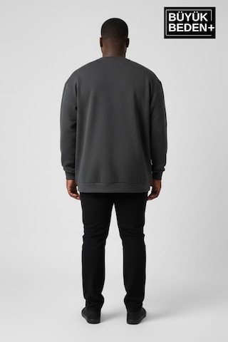 Süperlife Erkek Büyük Beden New York Baskılı Bisilet Yaka İnce Sweatshirt Spr26bsw956-5 Antrasit