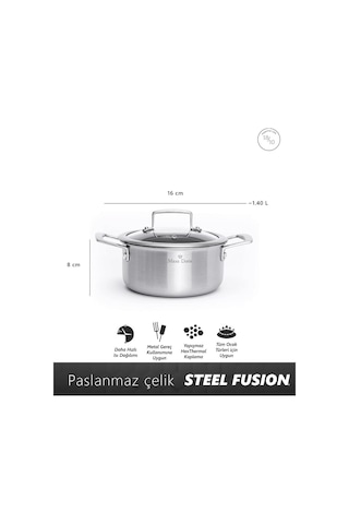 Maxx Doria Steel Fusion Jr 6 Parça Tencere Takımı Pa3040 Gri