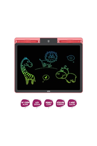 House Pratik Hp78 Pilli Lcd Ekran Elektronik Yazı Tahtası 16 İnç Kırmızı Kırmızı