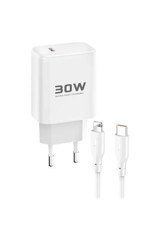 Mey İthalat Jk89 30w Type-c Çıkışlı Ekstra Dc66 1m Type-c To Lightning Kablolu Pd Şarj Ci