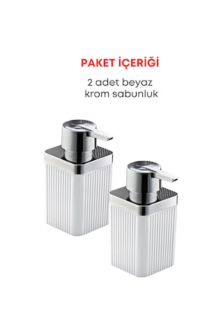 Grimorlife 2 Adet Akrilik Sıvı Sabunluk Mutfak Banyo Sabunluk Seti-beyaz- 400 Ml Cam Değildir Beyaz