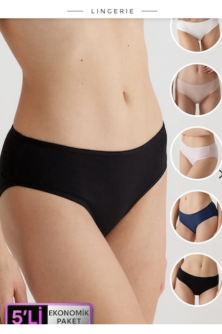 Pierre Cardin 5'li Ekonomik Paket 2056 Pamuklu Basic Slip Külot Siyah