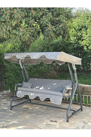 3 Kişilik Hamak Zırh Demir Bahçe Balkon Teras Salıncağı Antrasit