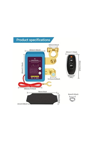 Topnotch Blue 12v 240a Uzaktan Kumandalı Akü Anahtarı Araç Karavan Atv Tekne Batarya Bağlantı Şalteri