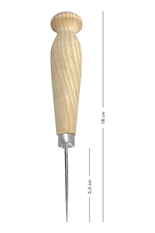 10 Cm Ahşap Saplı Biz Deri El Aleti Bej