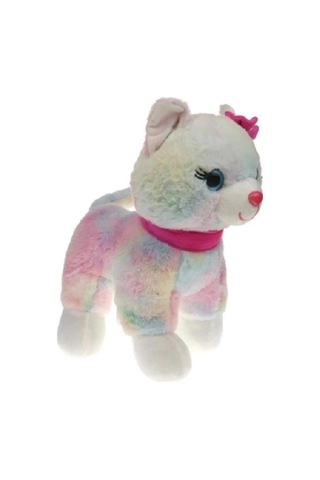 Peluş 30 Cm Pembe Tokalı Kedi Pl62555 Çok Renkli