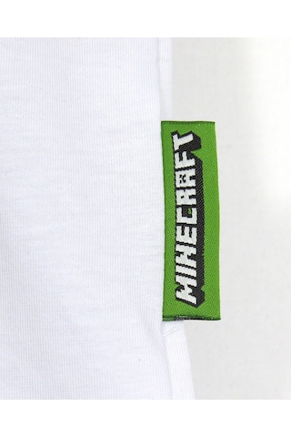 Erkek Çocuk Minecraft Creeper 3D Baskılı T-Shirt Beyaz