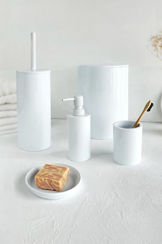 Primanova Flores 5'li Banyo Seti - Beyaz Beyaz