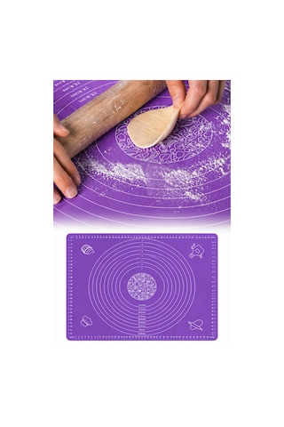 Silikon Hamur Açma Yoğurma Matı Skalalı Kaymaz Yapışmaz Kolay Temizlenebilir 40x50 Cm Kırmızı