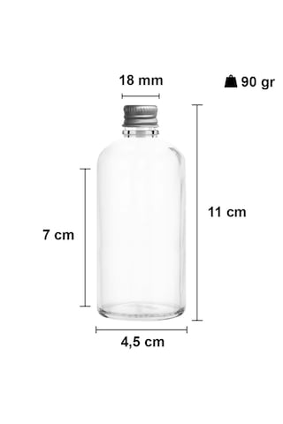 Rotanev 6 Adet Şeffaf Cam Shot Şişesi Sızdırmaz Gümüş Metal Kapaklı Kolonya Koku Süs Çok Amaçlı Şişe 100 ml