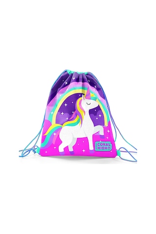Coral High Kids Mor Su Yeşili Unicorn Desenli İpli Büzgülü Sırt Çantası 22483 Mor