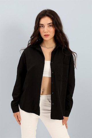 Gömlek Cepli Arkası Zincir Detaylı - Siyah-siyah Siyah