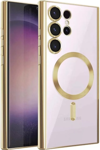 Mey İthalat Samsung Galaxy Uyumlu  S25 Ultra Kılıf Kross Magneticsafe Kapak - Gold Çok Renkli