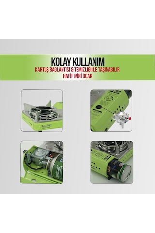 Orcamp CK-506 Mini Tekli Kamp Ocak Çantalı Sönme Emniyetli Yeşil