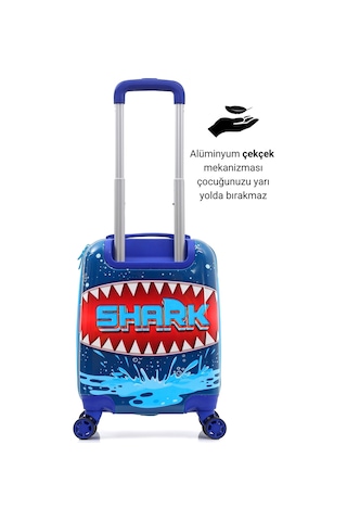 Gedox Kids Lacivert Mavi Köpek Balığı Shark Desenli Erkek Çocuk Valizi 155.05 Lacivert Mavi Köpek Balığı