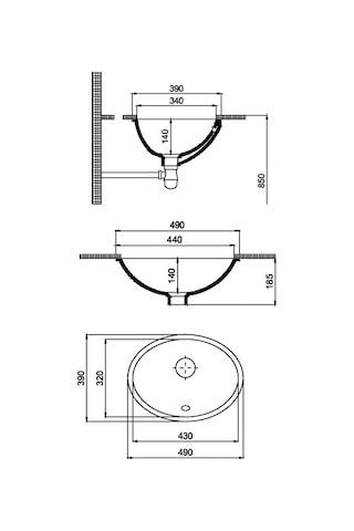 Quarter Bath Tezgah Altı Lavabo 49x39 Cm Gömme Lavabo Parlak Beyaz Seramik 70sp25049
