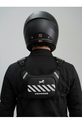 Reflektörlü Lüx Kırmızı Göğüs Çantası Çok Cepli, Ayarlanabilir, Şık Ve Dayanıklı Siyah